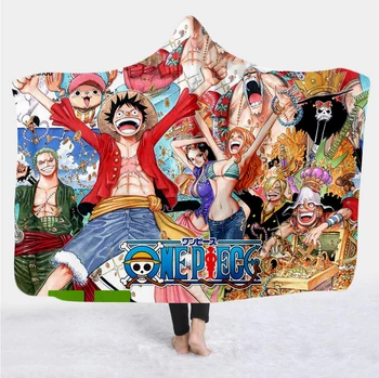 

New anime one piece Cartoon Paintings Blanket Blanket Hooded 3D full printing Wearable Blanket Adult men women Blanket style 027
