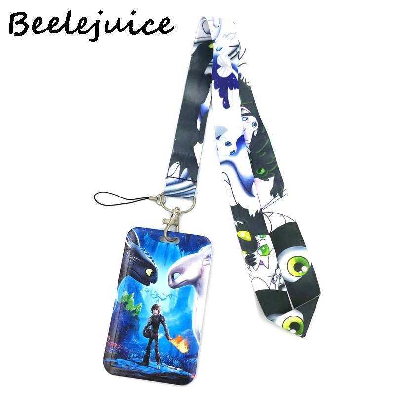 Cartoon Couple Dragon Fashion Lanyard ID Badge Holder Bus Pass Case Cover Slip Bank Credit Card Strap Gifts |