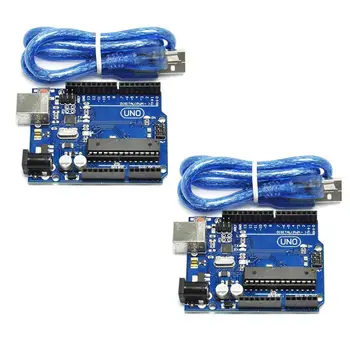 

2pcs UNO R3 ATmega328P ATMEGA16U2 Development Board Compatible With USB Cable for UNO R3 Arduino