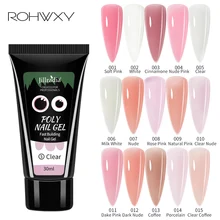 Rohwxy 30ml uv builder gel dicas solução deslizante extensão rápida poli uv gel prego acrílico gel rosa branco cristal claro