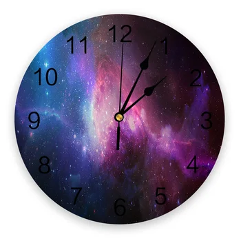 

Beautiful Starry Nebula Colorful Wall Clock Silent Non Ticking Round Clocks Home Office Classroom School Modern Decorative