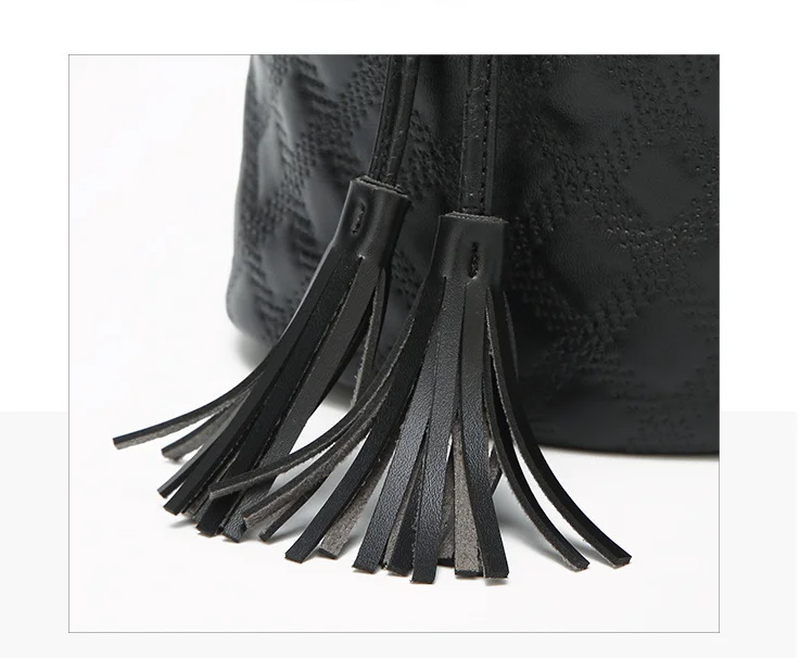 PU female bag new Korean version of the tassel bucket bag simple fashion generous women's crossbody shoulder bag