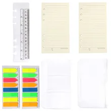 

2 Pack A6 Refill Paper, 2 Pcs Binder Pockets,160 Pieces Neon Index Tabs, Clear Ruler, Refillable Set for 6-Hole Binder Notebook