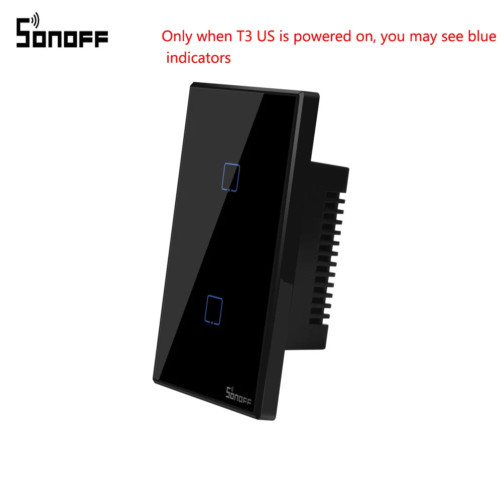 Sonoff T3 US беспроводной RF433 Wifi настенный выключатель света черная стеклянная панель приложение пульт дистанционного управления умный дом сенсорный переключатель с Alexa Google Home