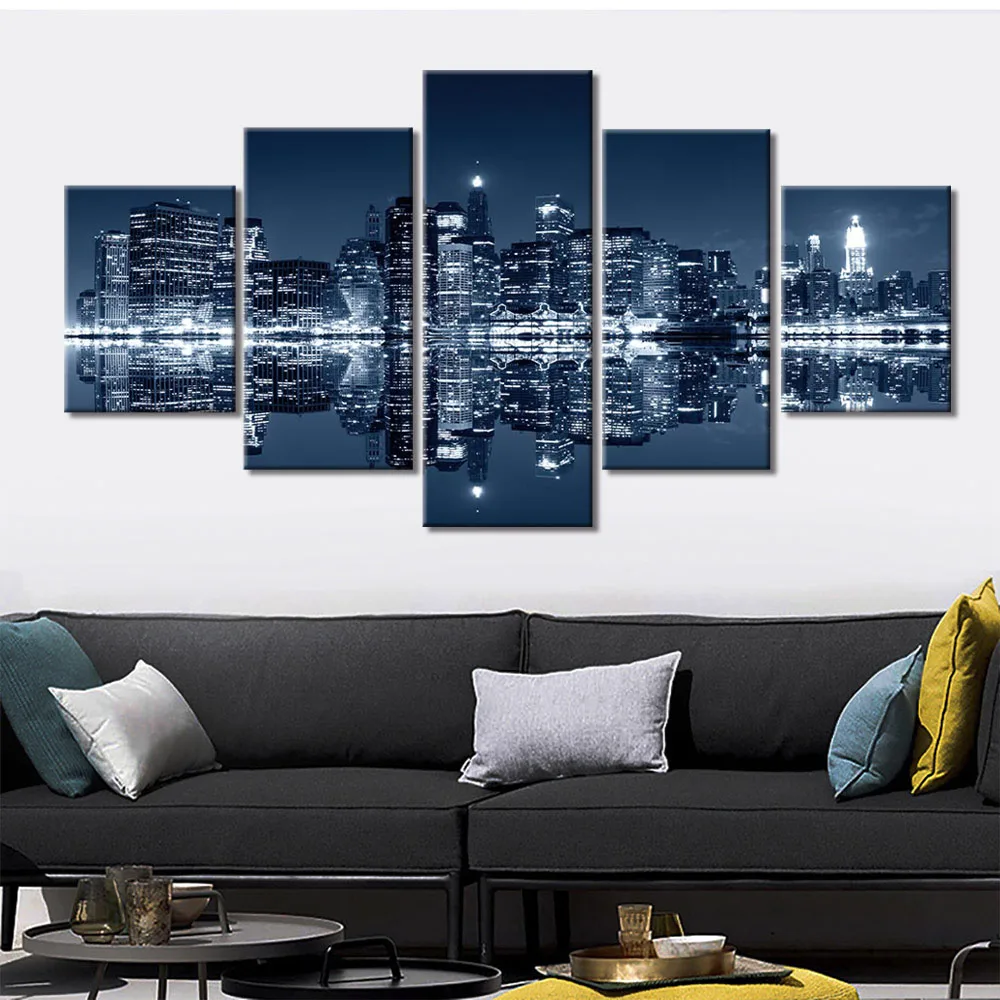 

No Framed Canvas 5Pcs New York Scenery Wall Art Posters Prints Pictures Paintings Home Decor Decorations