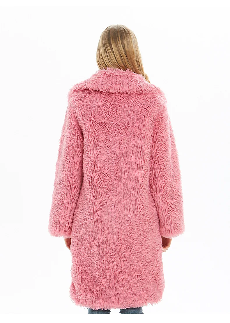 Furry Teddy Bear Coat Faux Fur overcoat Soft Fluffy Long Fur Jackets Female Vintage Winter Coat Women Elegant Shaggy Jackets