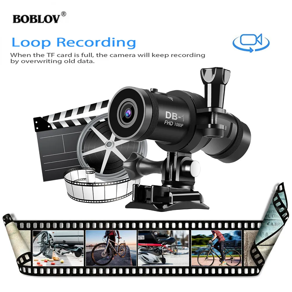 

BOBLOV Helmet Camera for Motorcycle Bicycle Dash Cam for Bike Dual DVR Camera HD 1080P Remote Control WIFI Dashcam SONY IMX307