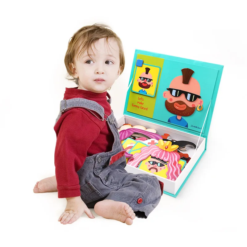 

Merlot Children Magnetic Jigsaw Puzzle Magnetic Patch Baby Educational Cartoon DIY Toy Clown Flexible Modeling 3-6-Year-Old