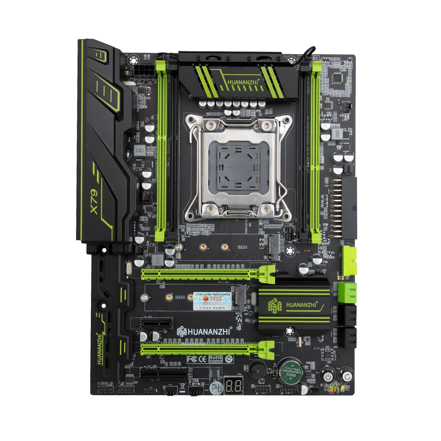 best budget gaming pc motherboard HUANANZHI X79 GREEN 2.49 X79 motherboard LGA2011 ATX USB3.0 SATA3 NVME M.2 SSD support REG ECC memory and Xeon E5 best motherboard for video editing