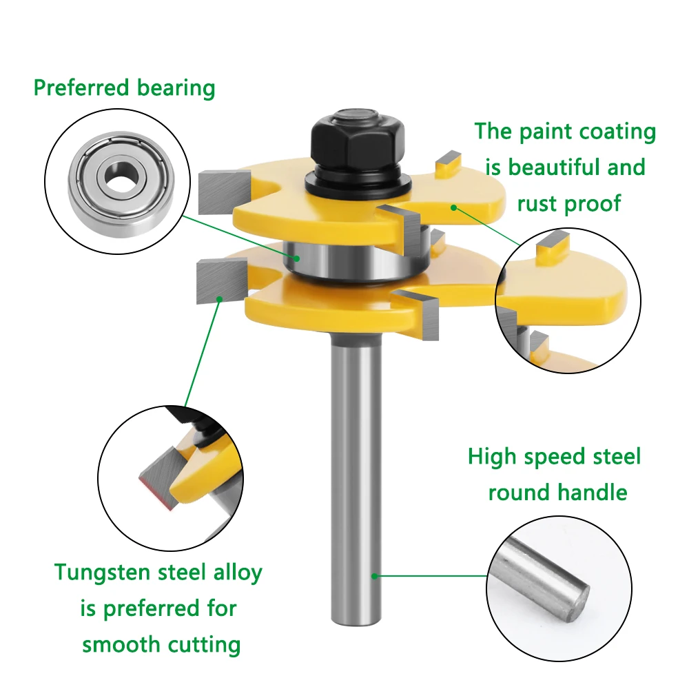 LAVIE 2 pcs 8mm Shank Tongue & Groove Joint Assemble Router Bits T-Slot Milling Cutter for Wood Woodwork Cutting Tools MC02002