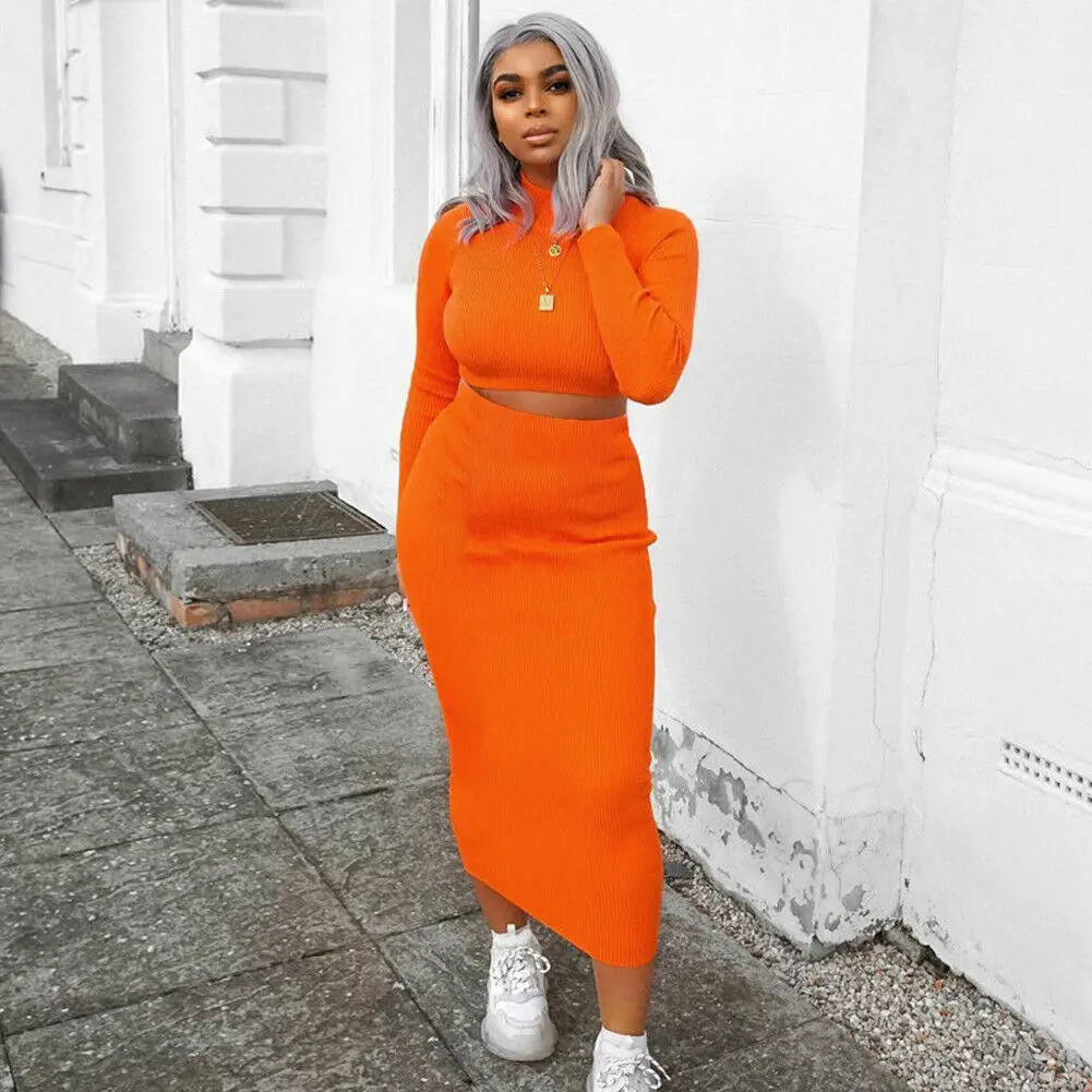 Женские теплые облегающие комплекты из 2 предметов укороченный Топ с длинным