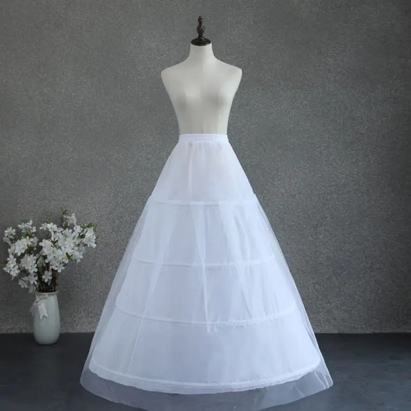 Женское 4-слойное Свадебное бальное платье трапециевидной формы с 4 кольцами, Нижняя юбка кринолин с эластичной резинкой на талии, свадебная юбка-комбинация