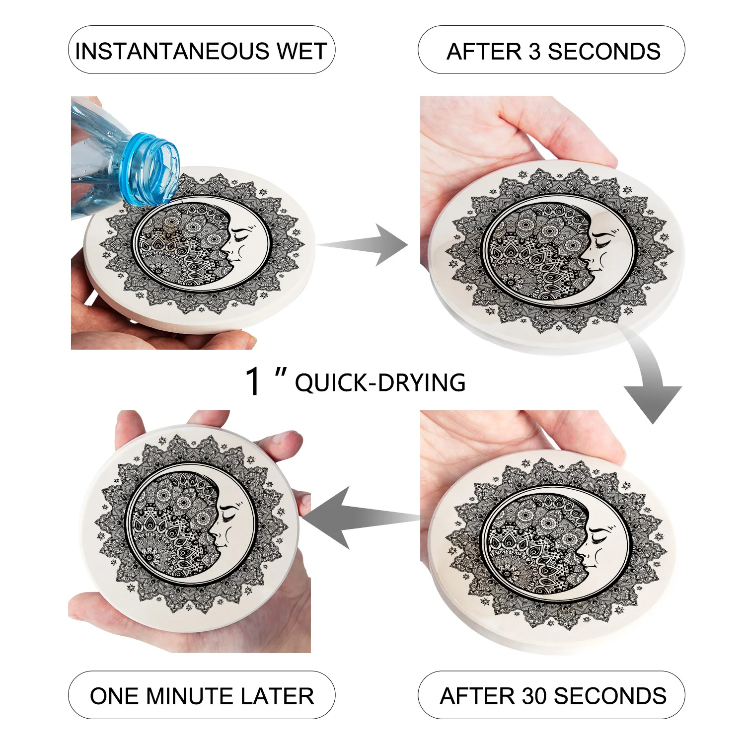 4/6/8 шт. Мандала Форма Луна Пейсли столовых Керамика подставки под чашки Украшение стола Кухня аксессуары впитывающие влагу