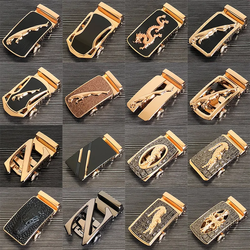 

Fashion Luxury Glod Alloy Automatic Pu Belt Buckles For Men's LeatherWaist Belts For Men Pants Buckles 3.5cm Ratchet Accessories