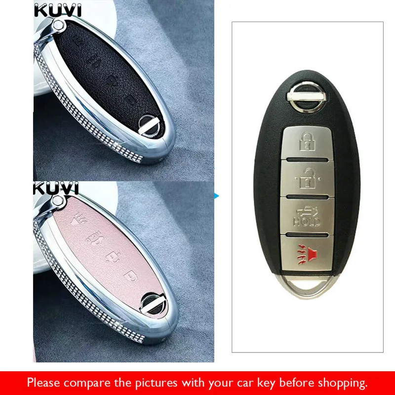 Кожаный чехол для ключей автомобиля для Nissan Versa Maxima Altima Rogue Armada Sentra Murano Infiniti FX35 QX60 дистанционная Защитная крышка для ключей