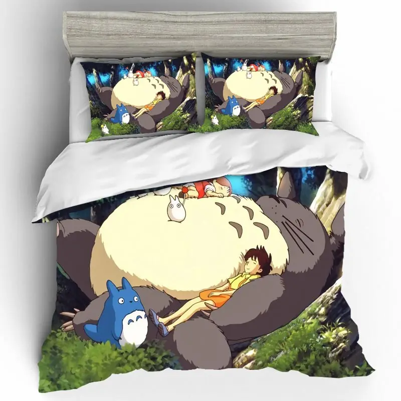 Parure de lit enfant мультфильм Тоторо постельное белье Комплект parure de lit 2 personnes Комплект постельного белья королевского размера роскошный Conforter Комплект Простыни - Цвет: DQ0619