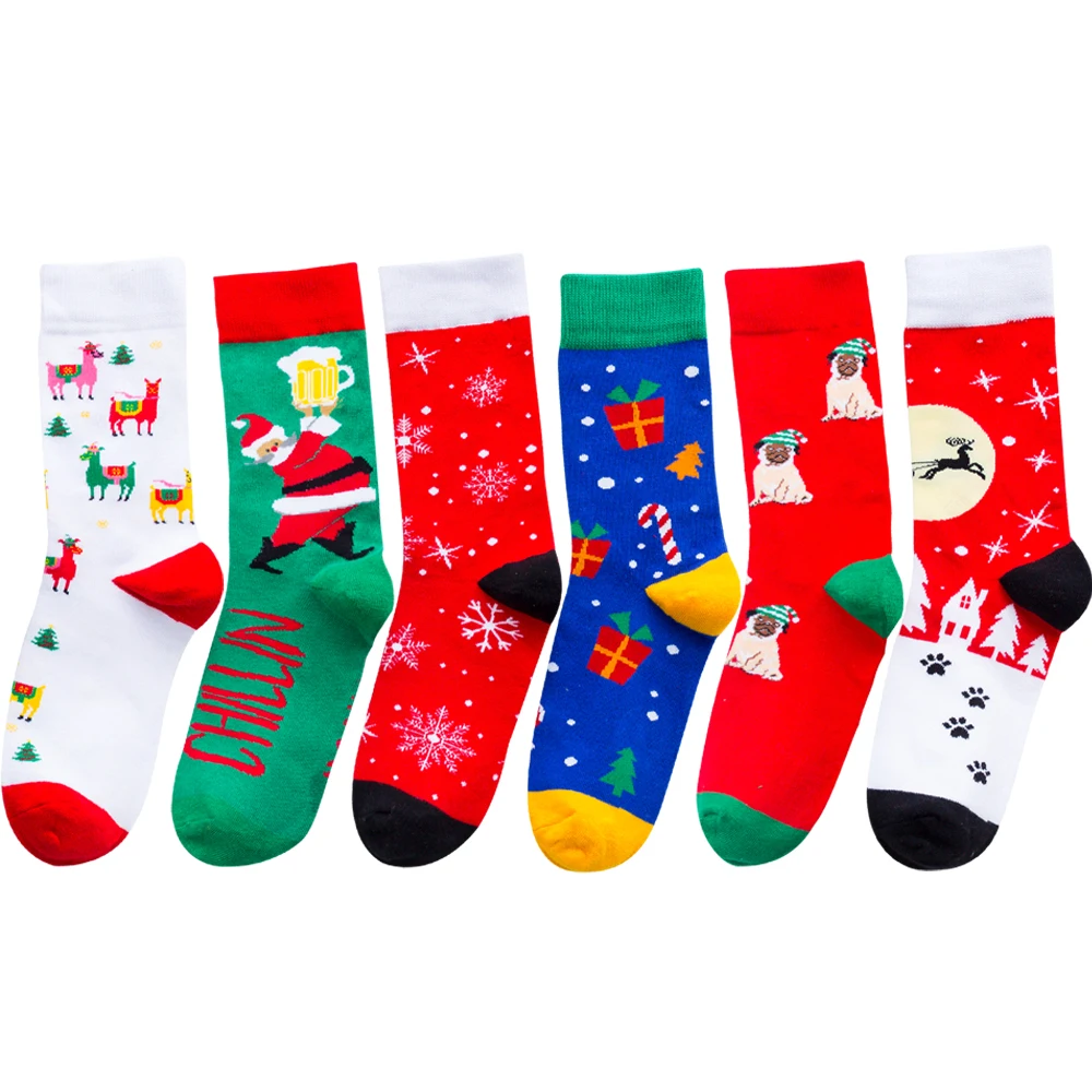DOIAESKV/рождественские носки с изображением снежного лося, подарок, хлопковые носки с изображением счастливой елки, новинка года, осенние и зимние рождественские носки для мужчин, Веселый новогодний Санта-Клаус