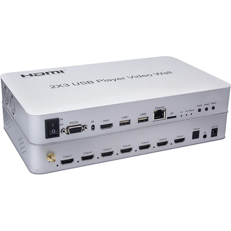 YUOUT YD UPV06 комбинированный дисплей HDMI USB видео настенный контроллер плеер 2x3 hdmi