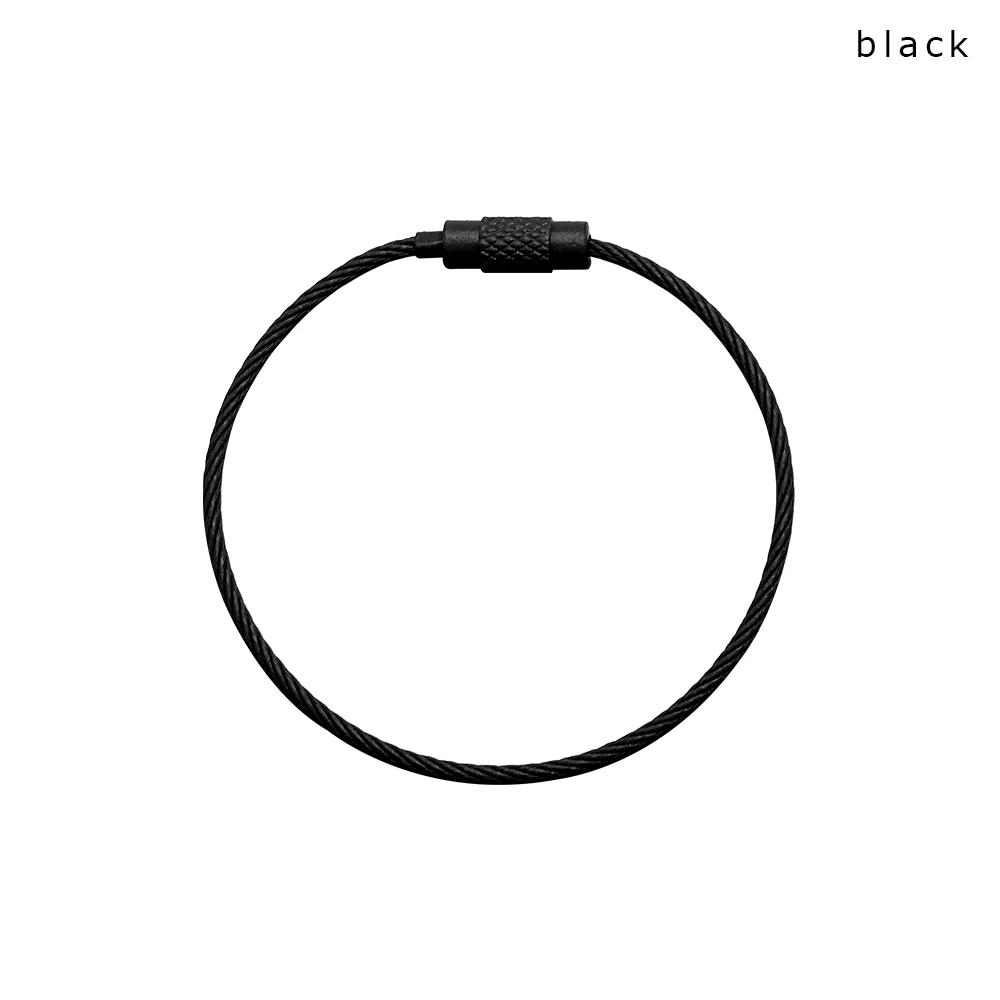 black 10 шт., школьные канцелярские принадлежности, офисные принадлежности, ключ, проволока из нержавеющей стали, брелок, кабель, кольцо для ключей для наружного туризма, инструмент, новые настольные наборы - Цвет: black