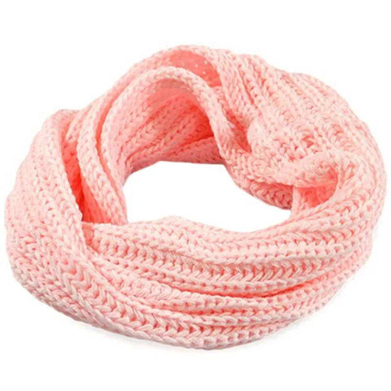 JAYCOSIN осенне-зимний вязаный шерстяной шарф для мальчиков и девочек, шаль, зимний теплый шарф с воротником, Прямая поставка - Цвет: Pink
