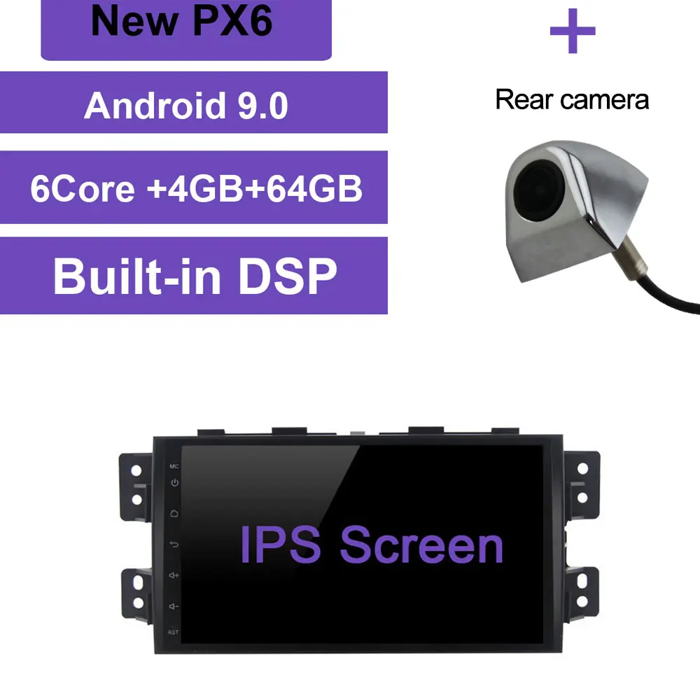 Zetech PX6 сенсорный экран Android 9,0 2 din Автомобильный Радио DVD gps для Kia Borrego/Mohave 2008-2012 Автомобильный мультимедийный для Kia Mohave - Цвет: 64G DSP with cam