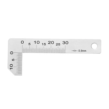 

0-30mm Mini Portable Stainless Steel Practical Silver Square Ruler 0.5mm Accuracy Chamfering Measuring Angle Gauge Clear Scale