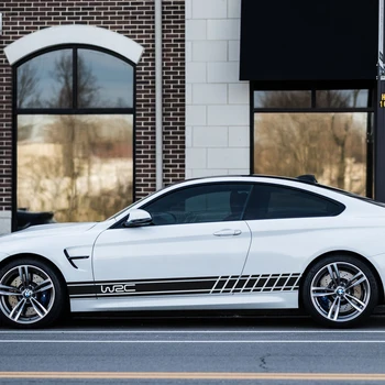 

2pcs Car Long Stripe Stickers Auto Side Skirts DIY Decals Car Racing Sports Styling Stickers for BMW AUDI Peugeot Ford Focus