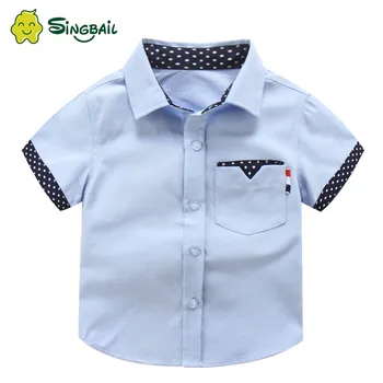 

SINGBAIL Baby Boys Shirts Short Sleeve Shirts For Boys England Kids School Blouse Turn Down Collar Boys White Shirts 2020 New Y