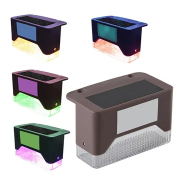 

4PCs Outdoor Solar Step Lights Garden Light Wall Light Garden Light Rainproof Railing Light With RGB Light Switch