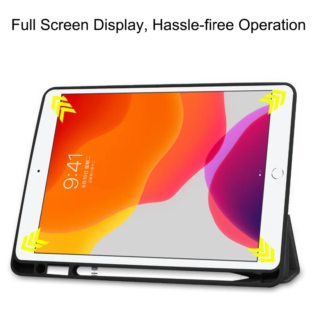 Держатель ручки Флип кожаный чехол для iPad 10,2 '' Smart Wake Sleep Cover для iPad 10,2 дюймов Задняя подставка Capa Fundas+ Stylus