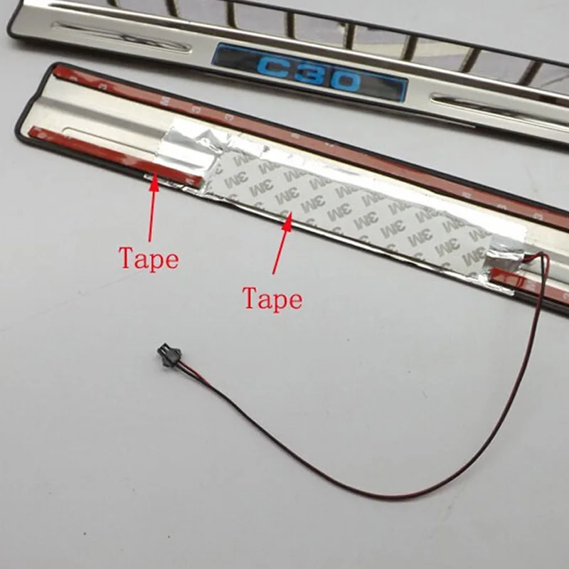 Для Volvo C30 2012- автомобильный порог со светодиодной полосой приветствуется отделка педали наклейки для стайлинга автомобиля аксессуары 2 шт