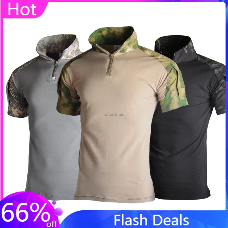 

Outdoor Hunting Hiking Shirts Tactical Paintball Airsoft Shooting Short Sleeve Quick Dry Shirts Men Cs Climbing Camouflage Shirt