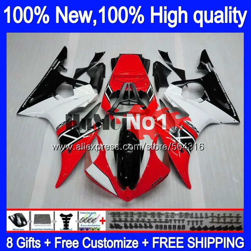 Корпус для YAMAHA YZF600 YZF R6 600CC YZF 600 R 6 CC 5MC. 94 красный, белый YZF-600 YZF-R6 2003 2004 2005 YZFR6 03 04 05 обтекатели - Цвет: No. 1