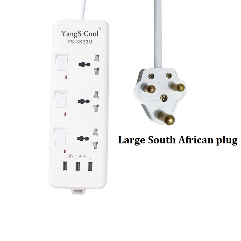 Электрическая удлинительная плата, блок питания prolunga elettrica tomada 3AC, USB выход, отдельный переключатель управления, белая плата - Цвет: Large South African