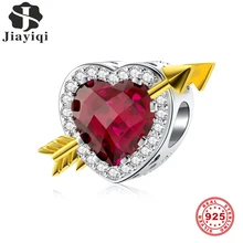 Jiayiqi Cupid's Arrow 925 пробы серебряные бусины в форме сердца CZ подходят для Pandora Подвески Серебро 925 оригинальные DIY Ювелирные изделия на День святого Валентина