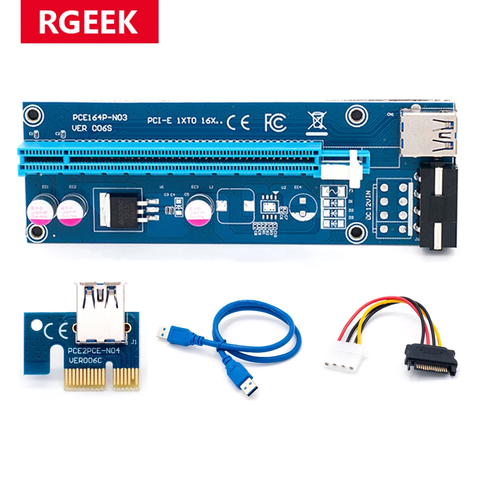 RGeek USB 3.0 PCI-E Pci e Райзер 1X 4x 8x 16x адаптер карты PCI Express Pcie SATA 15pin штекер к 4-контактному