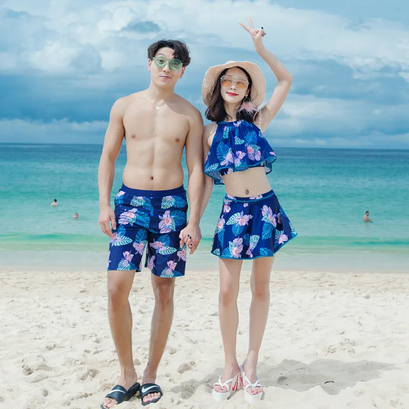 

2019 New Style Couples Bathing Suit Women's Graceful Vintage Blouse Seaside Holiday Tour Bathing Suit Bikini Hot Springs Swimwea