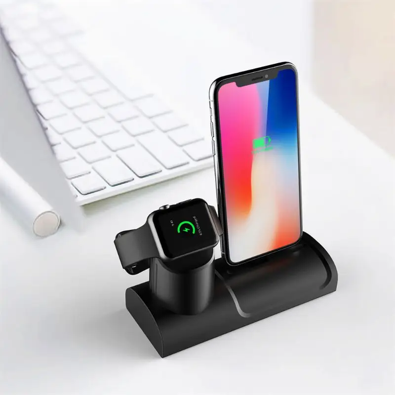 2в1 силиконовая зарядная док-станция для APPLE Watch для iPhone/Airpods держатель 746D