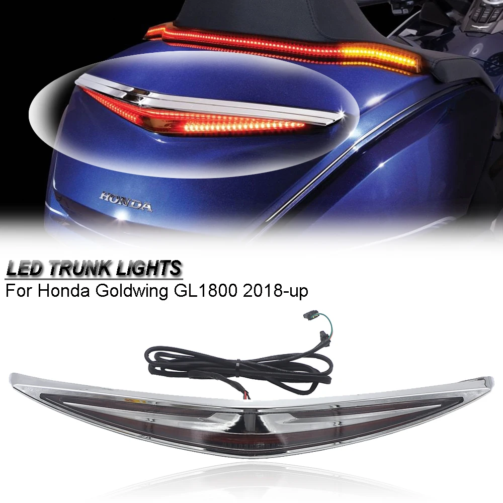 

Для Honda Gold Wing GL 1800 2018 -UP GL1800 стоп-сигналы СИД светильник s задний багажник мотоцикла Чемодан светодиодный рулевого управления светильник в черном или хром