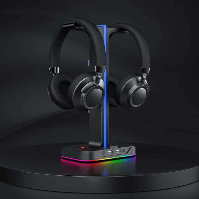 Oferta 'havit RGB Soporte de Cascos Gaming Dual con 2 Cargador USB