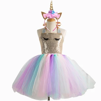

Gold Unicorn Costume Dress Girls Halloween Costume For Kids Cosplay