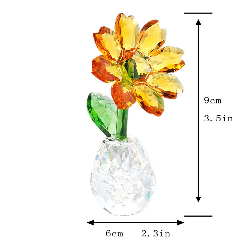 H&D 3 Kinds Christmas Gift Crystal Flower Figurines Glass Craft Ornament Home Wedding Table Centerpiece Decoration with Gift Box