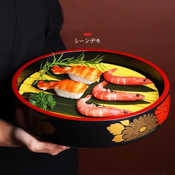 

Round sushi bucket Japanese style ice sashimi dish snack box Japan food tableware art chrysanthemum dinner bucket tray plate