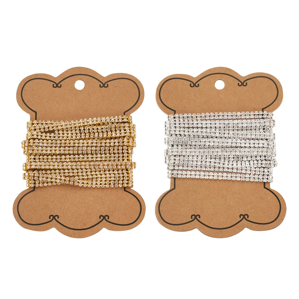 4 Yards 2 Colors Brass Rhinestone Strass Chains Double Rows Rhinestone Cup Chains With Card