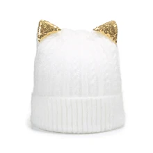 Стиль Для женщин Зимняя вязаная шерсть ангоры Полосатые Шляпы красивый украшение двойной Теплый головной убор