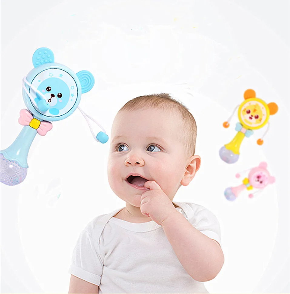 Для малышей, с бантом, с проектом из мультфильма, Стиль мобильные, музыкальные погремушки игрушки с Мягкий прорезыватель для зубов звук свечение Удобная игрушка для детей дошкольного возраста для возраста от 0 до 12 месяцев, развивающие игрушки
