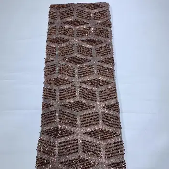 

Beautiful Design Sequined Embroidered Mesh Lace Fabric For Women Party Dress Lace African Gold Sequins Guipure Net Lace Material
