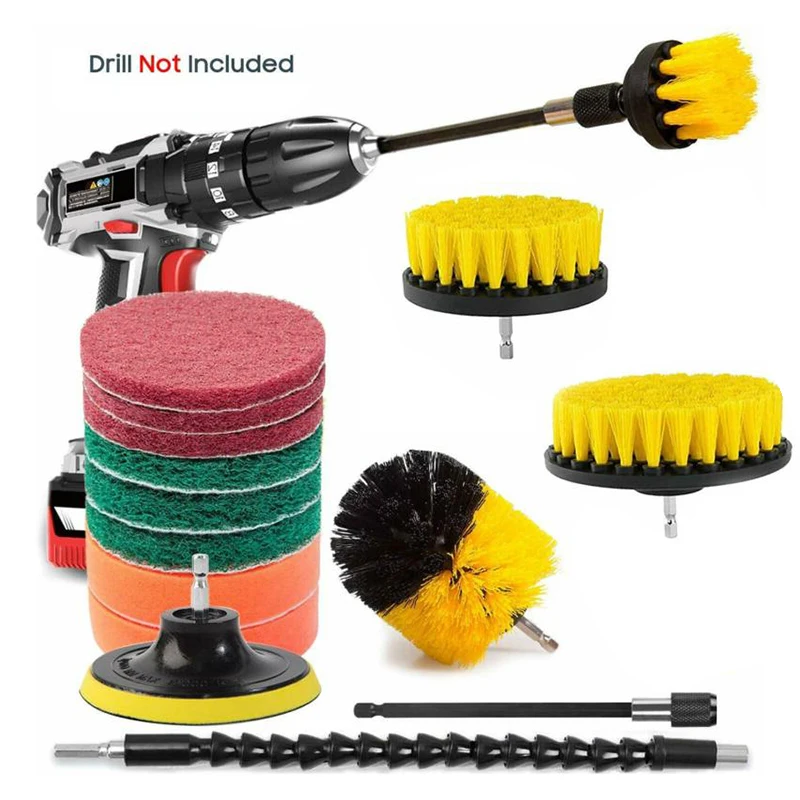 

15pcs/Set Drill Electric Scrubber Cleaning Expansion Tools Wipe Pad Kit