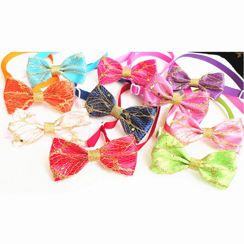 50 шт./лот блеск собака Bowties аксессуары для домашних животных, собак регулируемая лента собака лук галстук питомец поставки