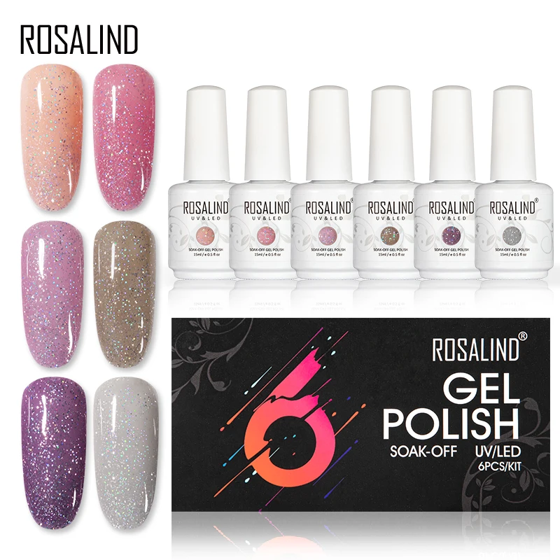 Limited Offer for  ROSALIND 15ml Glitter Neon Gel Nail Polish Set All For Manicure Hybrid Varnishes Soak Off Need UV L